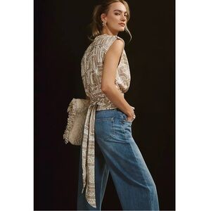 By Anthropologie Sleeveless Wrap Top Blouse Size Small